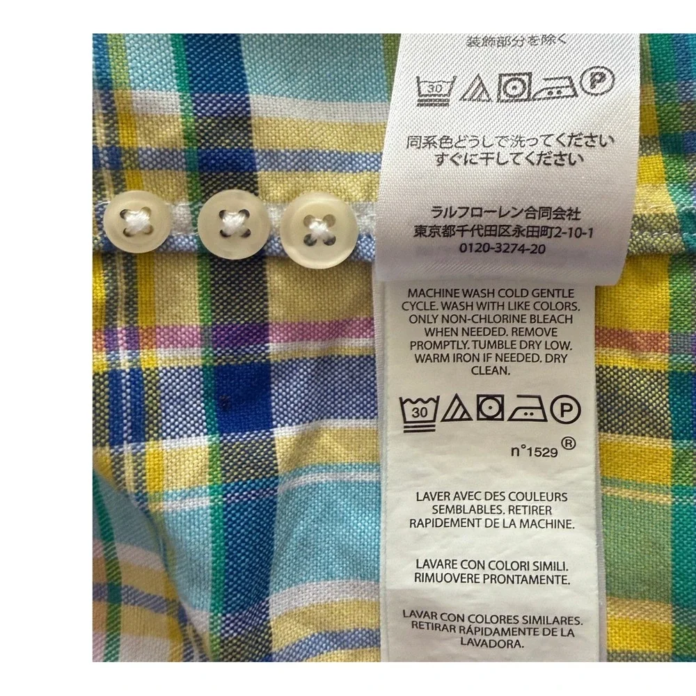 Polo Ralph Lauren Mens Plaid Button Down Shirt 3XLT Big & Tall Flesh Pony Multi